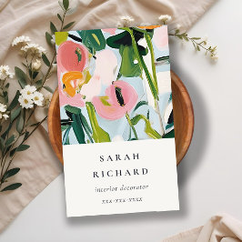 シックボホピカラフルックブルーグリーン絵を描フローラ 名刺