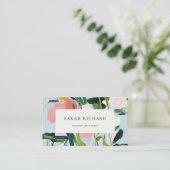 シックボホピカラフルックブルーグリーン絵を描フローラ 名刺 (スタンド正面)