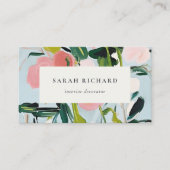 シックボホピカラフルックブルーグリーン絵を描フローラ 名刺 (正面)