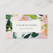 シックボホピカラフルックブルーグリーン絵を描フローラ 名刺 (正面)