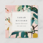 シックボホピカラフルンクティール(緑がかった色)グリーン絵を描フローラ スクエア名刺 (正面)