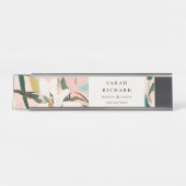 シックボホピカラフルンクティール(緑がかった色)グリーン絵を描フローラ デスクネームプレート (正面)