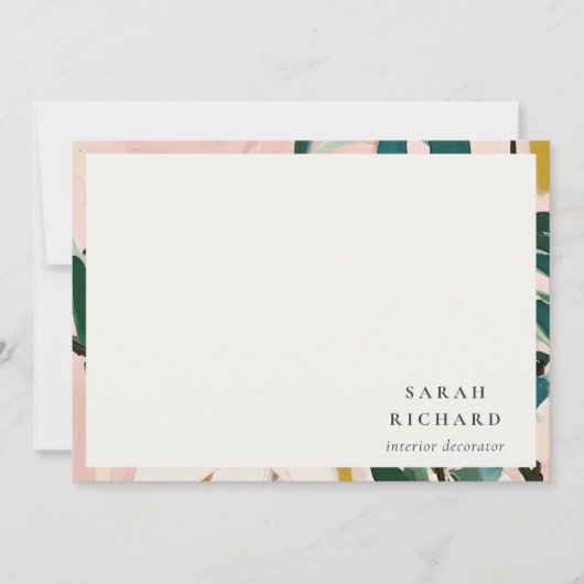 シックボホピカラフルンクティール(緑がかった色)グリーン絵を描フローラ ノートカード (正面)