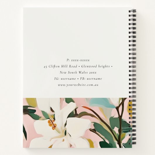 シックボホピカラフルンクティール(緑がかった色)グリーン絵を描フローラ ノートブック (裏面)