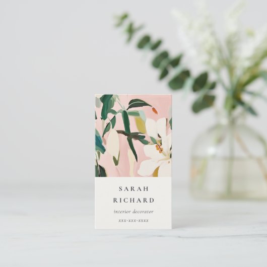 シックボホピカラフルンクティール(緑がかった色)グリーン絵を描フローラ 名刺 (スタンド正面)