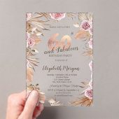 シックボホフラワーズバラ金ゴールド60th誕生日 アクリル招待状 (インサイチュ (ポータブル))