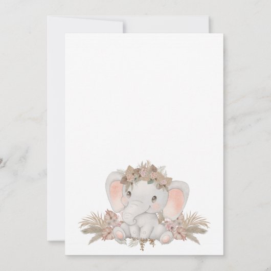 シックボホフローラエレファントベビージャーシャワー招待状 招待状 (裏面)