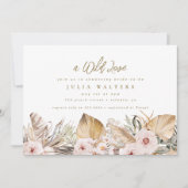 シックボホフローラパンパスパーム金ゴールドブライダルシャワー 招待状 (正面)