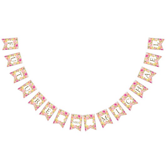 シックボホフローラフューチャーミセスブライダルシャワー バンティングフラッグ (全)