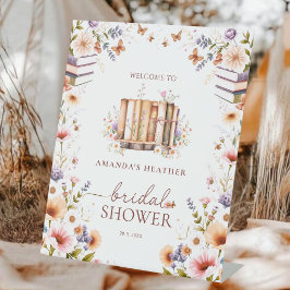 シックボホブックテーマブライダルシャワーウェルカム 台座サイン