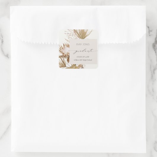 シックボホプロテアドライパームフローラ写真卒業 スクエアシール (バッグ)