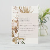 シックボホプロテアドライパームフローラ結婚招待状 サンキューカード (スタンド正面)