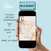 シックボホプールパーティーウィメントロピカル誕生日 招待状