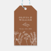 シックボホワイルドフラワーテラコッタ結婚式の引き出物ラベル ギフトタグ (正面)