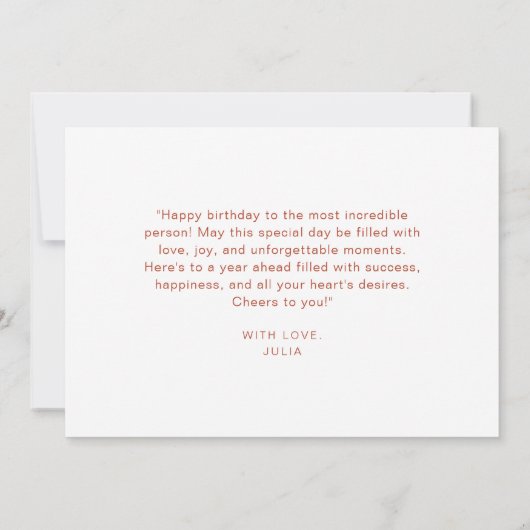 シックボホワイルドフラワーテーマハッピーバースデースクリプト カード (裏面)