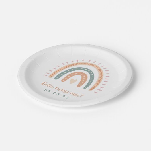 シックボホーレインボーパステルファースト誕生日 ペーパープレート (アングル)