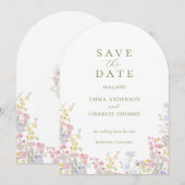 シックボホー野の花 結婚式のSave the Date 招待状 (正面/裏面)