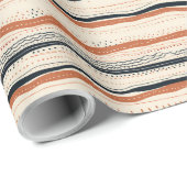 シックボホ先住民エスニック幾何学海軍ラスティアイボリー ラッピングペーパー (ロールコーナー)