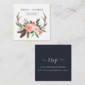シックボホ赤面アントラーフローラ結婚ズWEBサイトRSVP スクエア名刺 (正面/裏面)