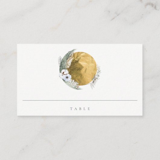 シックボホ金ゴールド佐賀緑フローラリース結婚ズ プレイスカード (裏面)