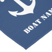 シックボートいかり&あなたのボート名ネイビーブルー ミディアムテーブルランナー (コーナー)