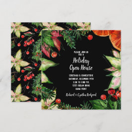 シックポインセチアアンドオレンジクリスマス招待状