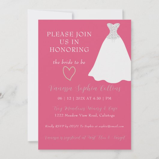 シックマガジンカバーブライダルシャワー 招待状 (裏面)