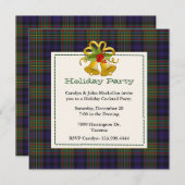 シックマクランタータンチェックプレイドカスタムホリデーパーティー 招待状 (正面/裏面)