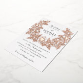 シックマグノリアリース結婚式招待状バラ金ゴールド 箔招待状 (回転した状態)