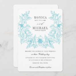 シックマグノリアリース |青淡い色の色 | 結婚s 招待状