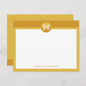 シックマスタードイエロージオメトリックモダンモノグラム ノートカード (正面/裏面)