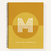 シックマスタードイエロージオメトリックモダンモノグラム ノートブック (正面)