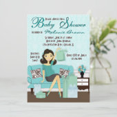 シックマモダンマと贈り物のベビーシャワー招待状 招待状 (スタンド正面)