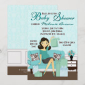 シックマモダンマと贈り物のベビーシャワー招待状 招待状 (正面/裏面)