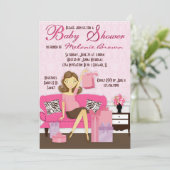 シックマモダンマと贈り物のベビーシャワー招待状 招待状 (スタンド正面)