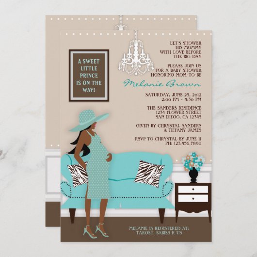 シックマモダンムベビーシャワー招待状 招待状 (正面/裏面)