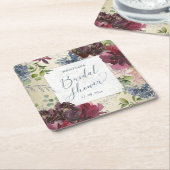 シックマルサラフローラウォーターカラー金ゴールドブライダルシャワー スクエアペーパーコースター (アングル)
