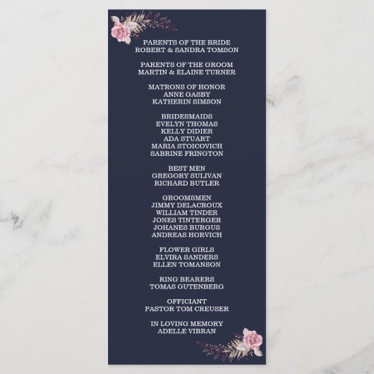 シックマルサラマルーンフローラネイビーブループログラム プログラム (裏面)