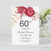 シックマルーンバラフローラボタニカル誕生日 招待状 (スタンド正面)