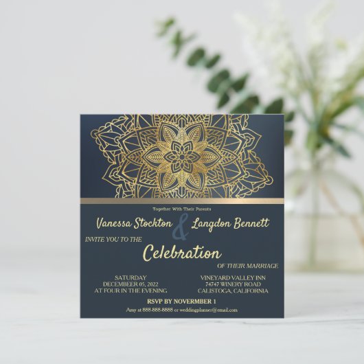 シックマンダラフローラ結婚式招待状 招待状 (スタンド正面)