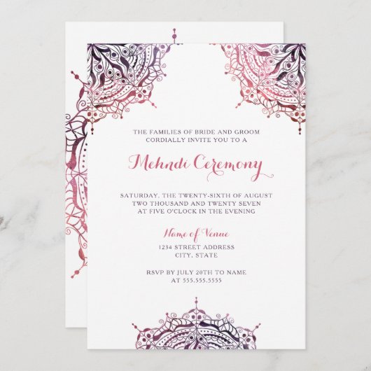 シックマンダラメンディセレモニー結婚式招待状 招待状 (正面/裏面)