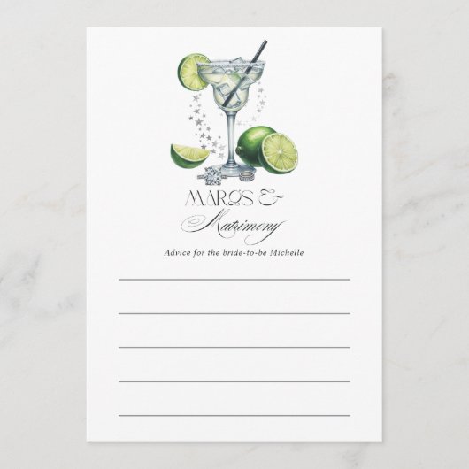 シックマーグアンドマトリモニーブライダルシャワー アドバイスカード (正面)