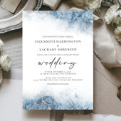 シックマーブルブルーシルバー結婚式招待状 招待状