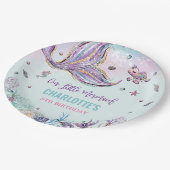 シックマーメイドテールアンダーザシーガール誕生日 ペーパープレート (アングル)