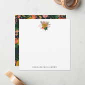 シックミニマリストイエローネービーフラワーズパーソナライズされた ノートカード (正面/裏面インサイチュ)