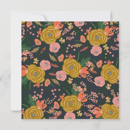 シックミニマリストイエローネービーフラワーズパーソナライズされた ノートカード (裏面)