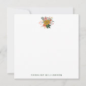 シックミニマリストイエローネービーフラワーズパーソナライズされた ノートカード (正面)