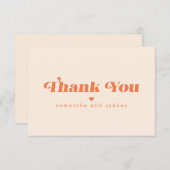 シックミニマリストクリームオレンジレトロタイポグラフィ名 サンキューカード (正面/裏面)