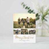 シックミニマリストメリークリスマス4フォトコラージュ シーズンポストカード (スタンド正面)