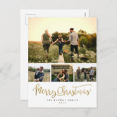 シックミニマリストメリークリスマス4フォトコラージュ シーズンポストカード (正面/裏面)